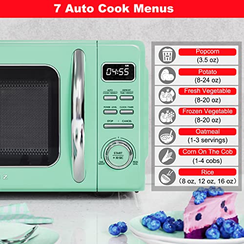 Retro Green Microwave with Auto Cook & Defrost
