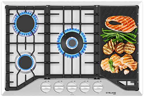 5-Burner Gas Cooktop with Reversible Grill/Griddle
