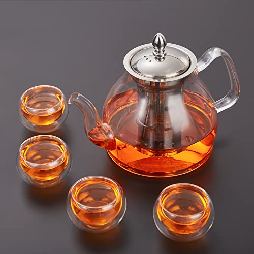 Glass Teapot with Stainless Steel Infuser, 40oz