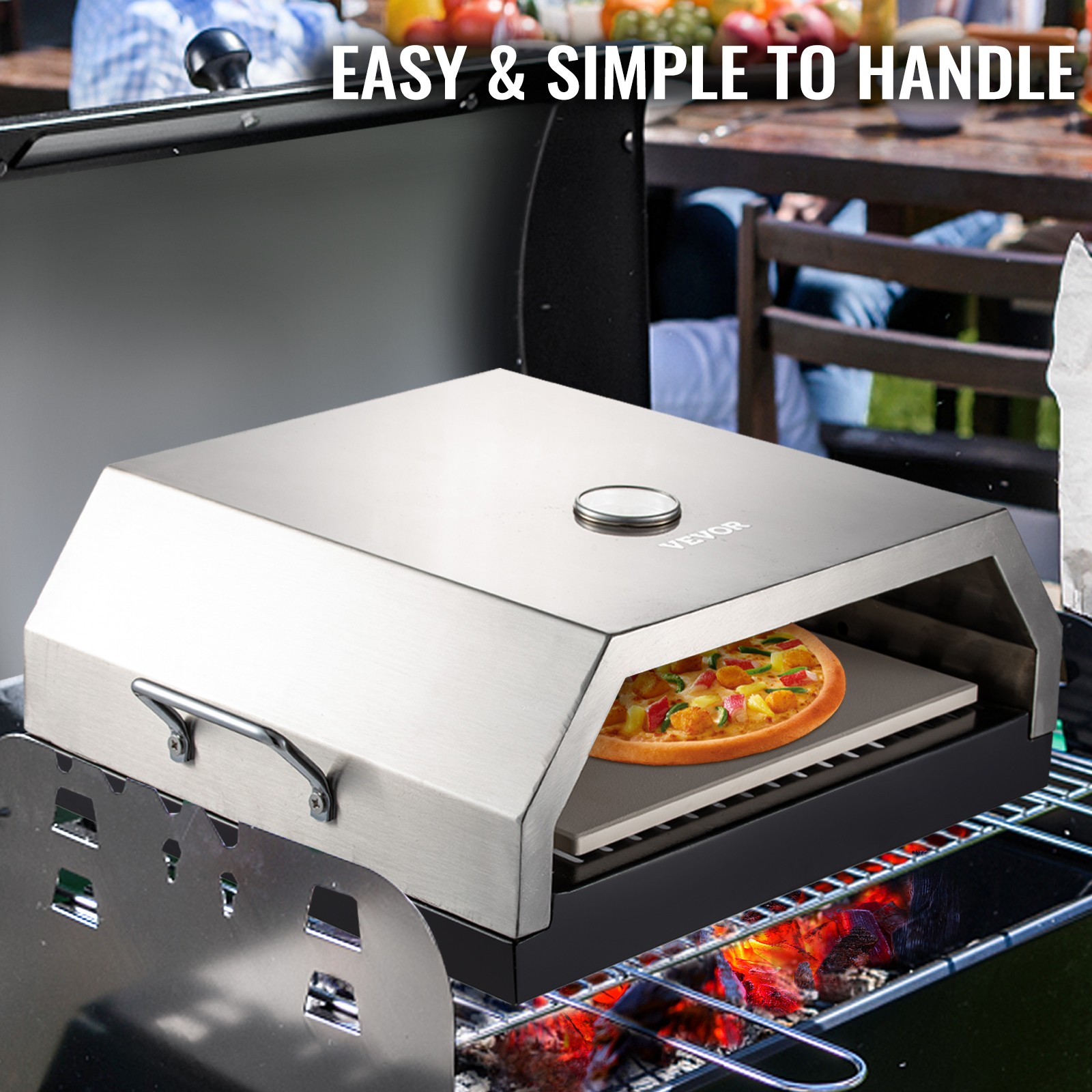 Portable Wood Fired Pizza Oven Stainless Steel Top