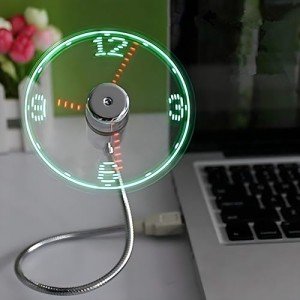 LED USB Watch Fan with Real-Time Display Gadget