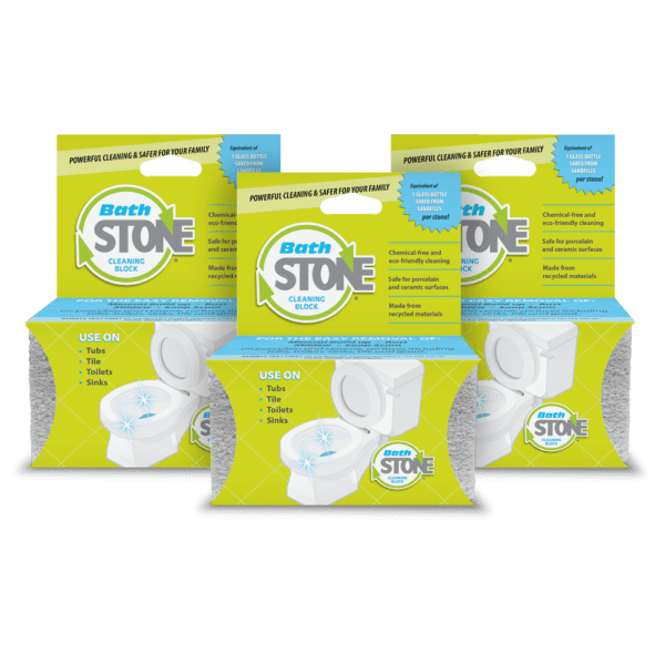 BathStone Cleaning Block 3-Pack, Chemical-Free Eco-Friendly Bathroom Cleaner