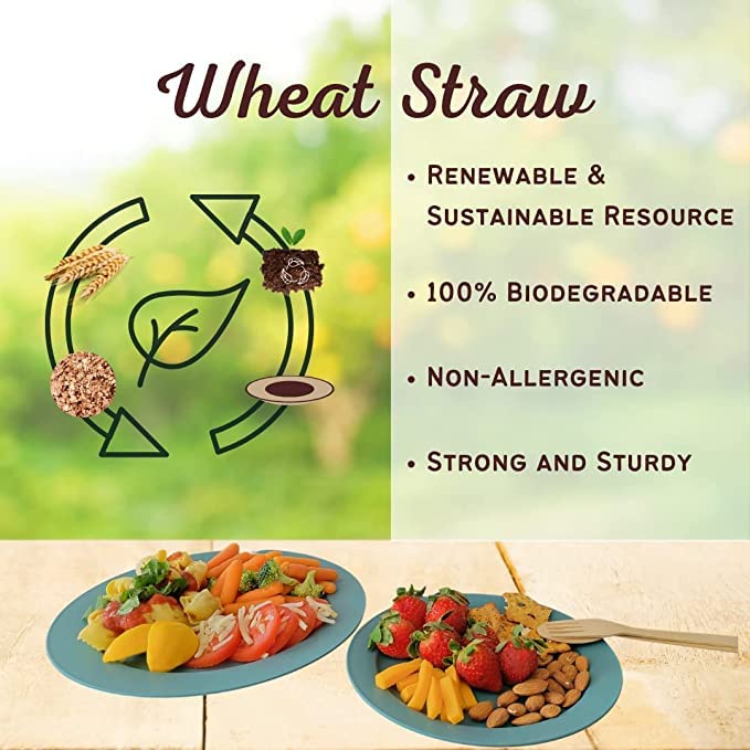 Eco-friendly Wheat Straw Plate Set (8pcs)