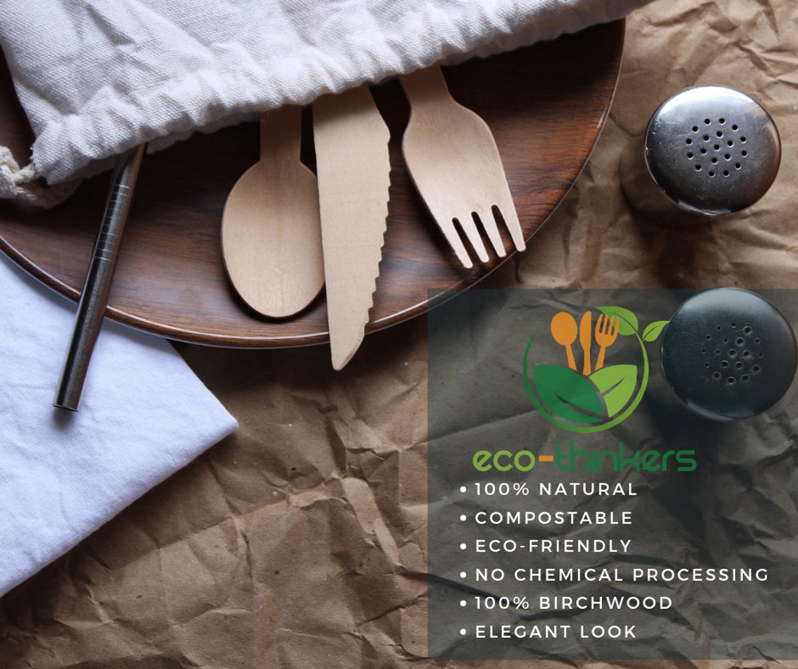 Eco-Friendly Wooden Cutlery Set - 200 Pieces