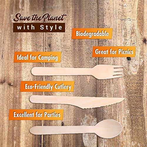Eco-Friendly Biodegradable Wooden Utensils (Pack of 220)