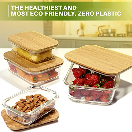 Eco-Friendly Bamboo-Lidded Glass Food Storage Set