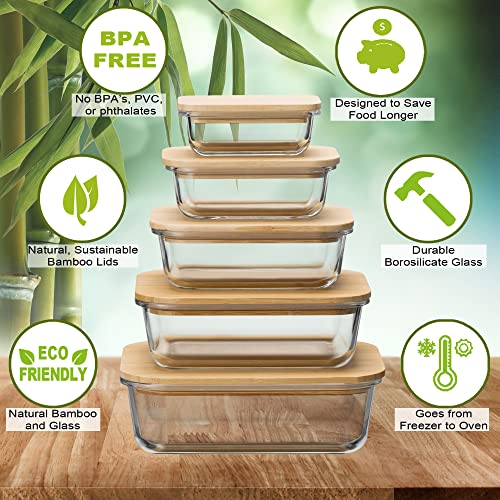 Eco-friendly Glass Food Containers with Bamboo Lids