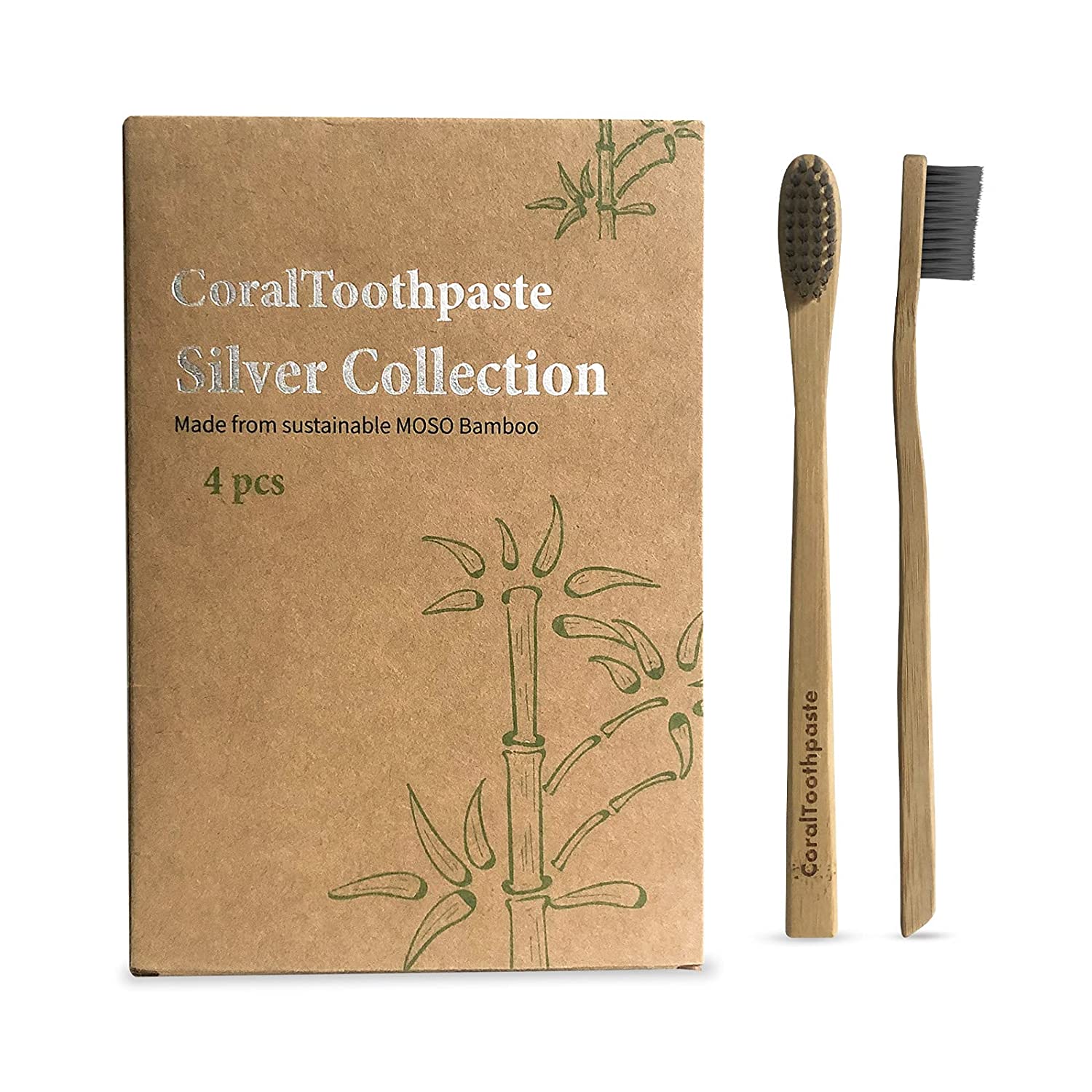 Eco-friendly Coral Toothpaste & Bamboo Toothbrush Combo - 4 Pack