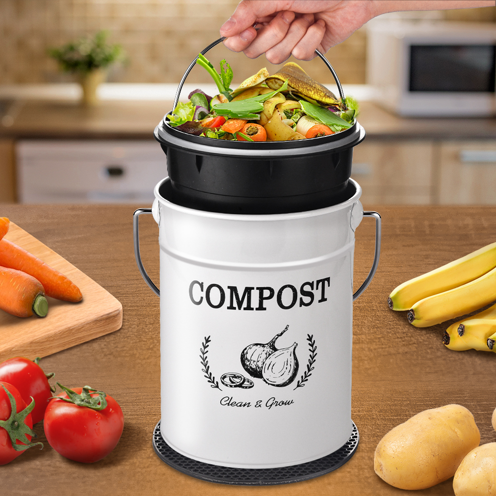 White Kitchen Compost Bin - 1.0 gal