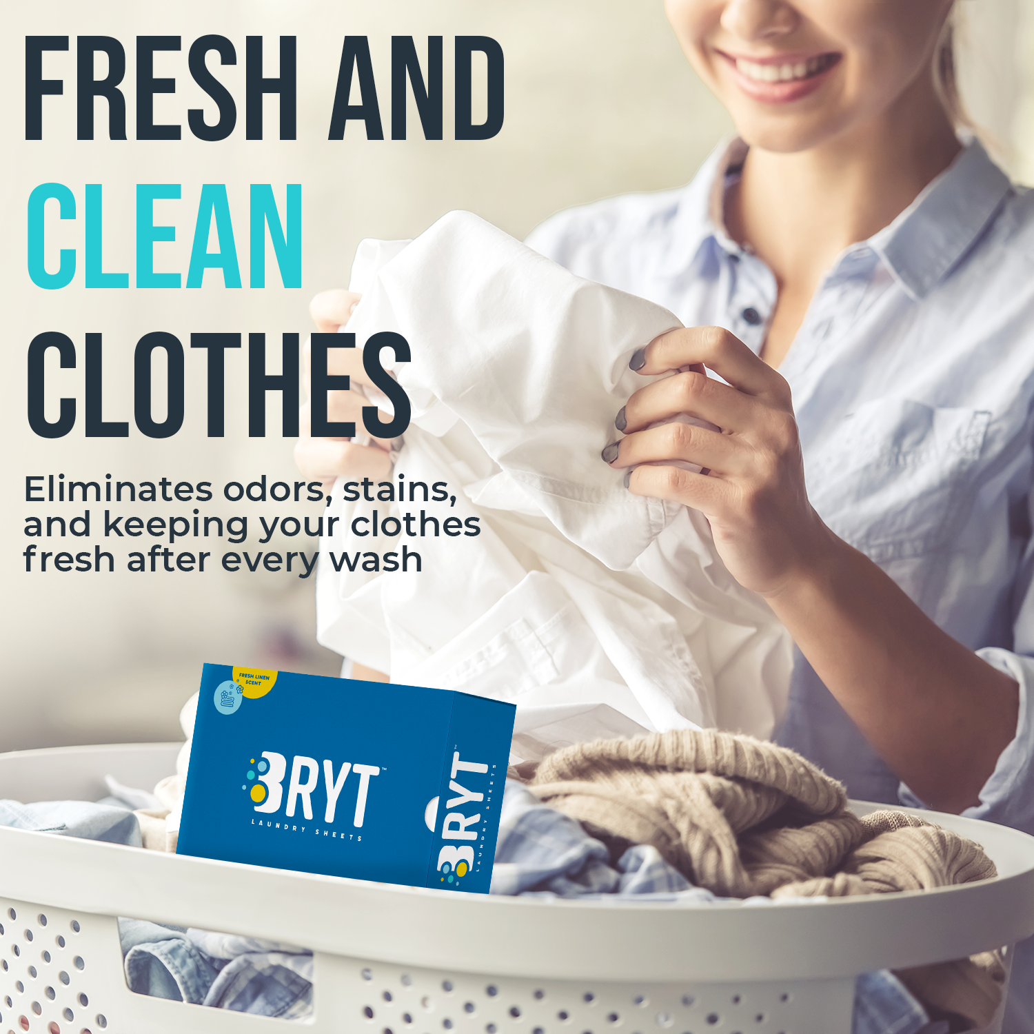 Bryt Fresh Linen Laundry Detergent Sheets (50)