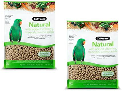 natural bird food pellets for parrots & conures, 3 lb (pack of 2) - daily nutrition, made in usa for caiques, african greys, senegals, amazons, eclectus