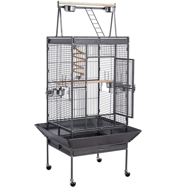 Rolling Parrot Cage - Play Top Stand Included