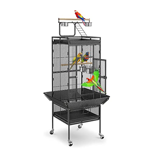 Large 61-inch Rolling Bird Cage - Black