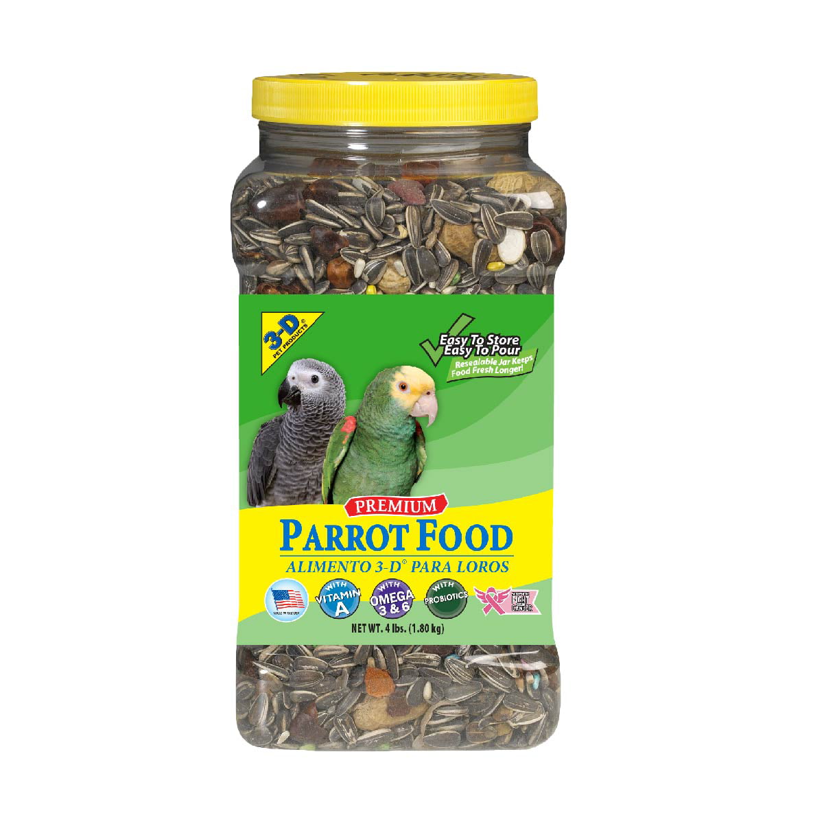Premium Parrot Seed Mix, 4lb Jar