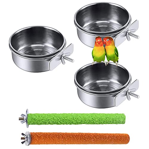 Parrot Stainless Steel Feeding Dish with Clamp (5-Pack)