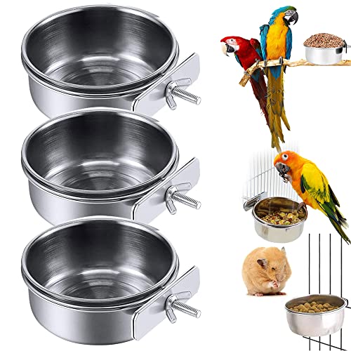 Stainless Steel Bird Feeding Cups (3-Pack)
