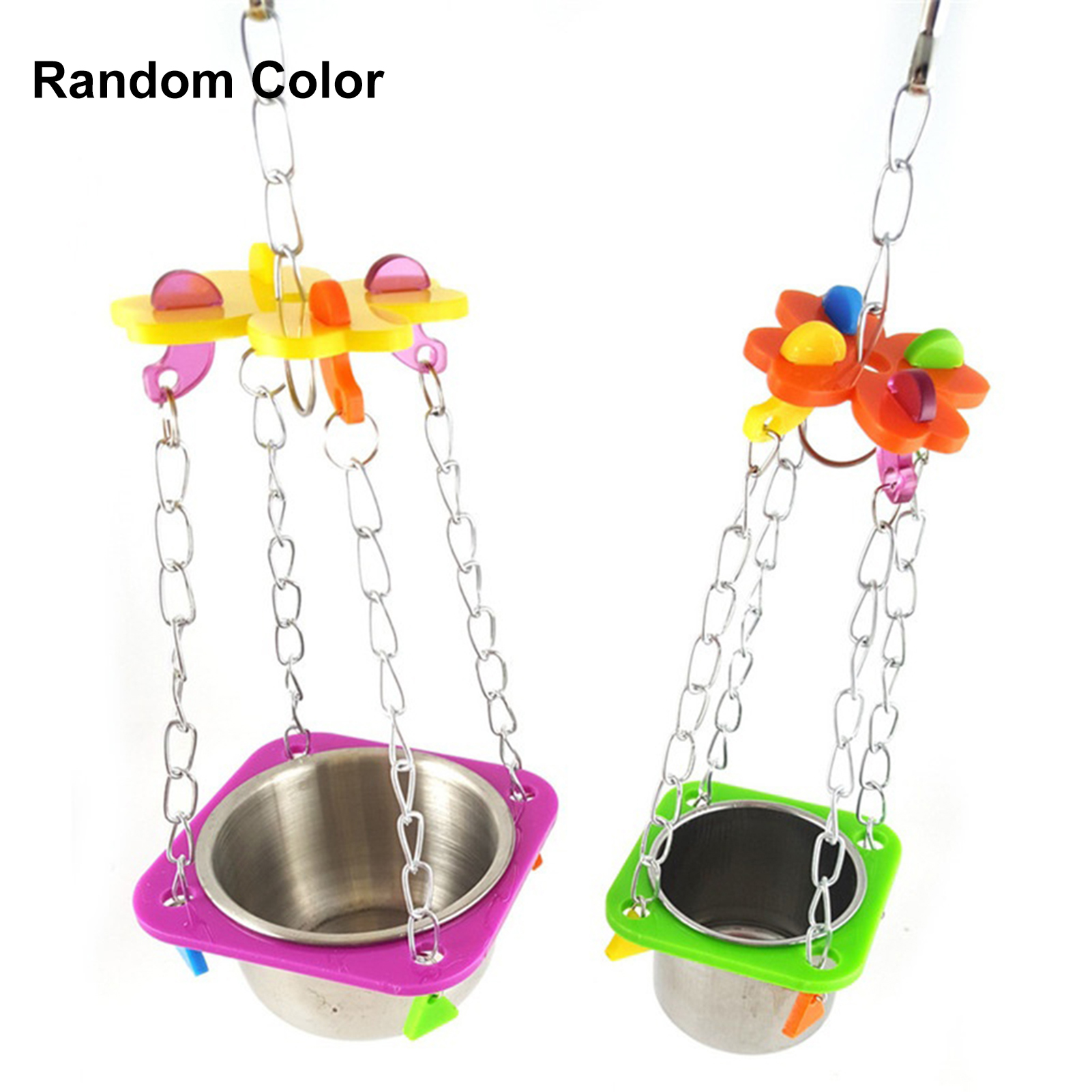 Fashion Parrot Food/Water Bowl with Hanging Swing Toys