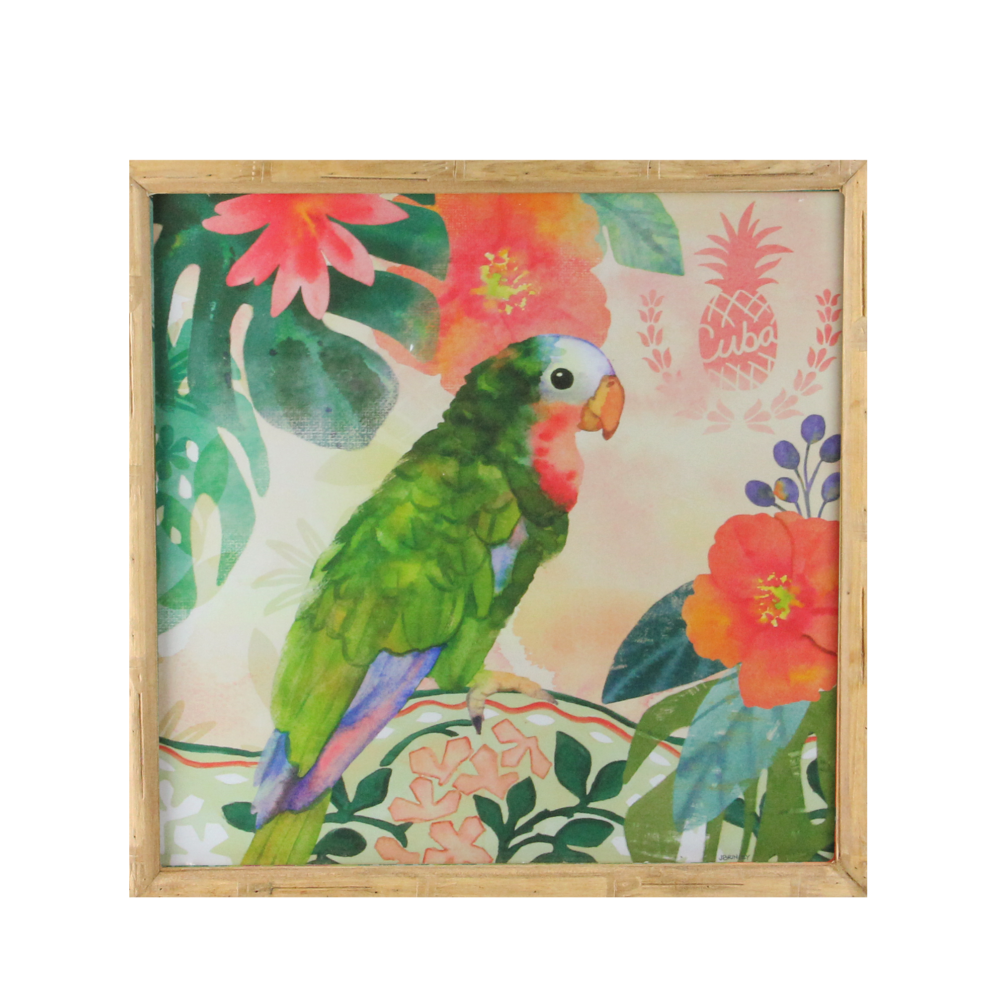 Green & Pink Parrot Wooden Wall Art - 14
