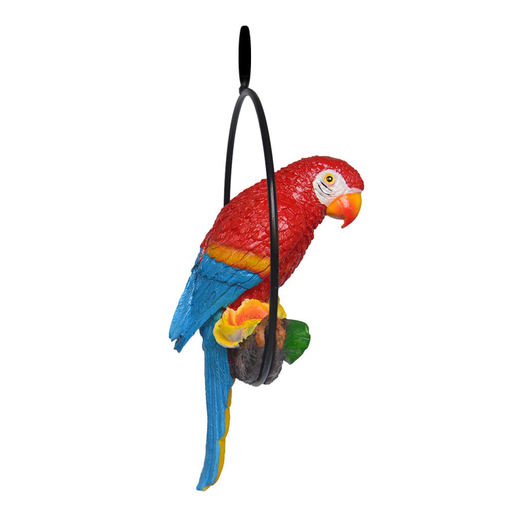 Pair of Resin Hanging Parrot Sculptures for Garden