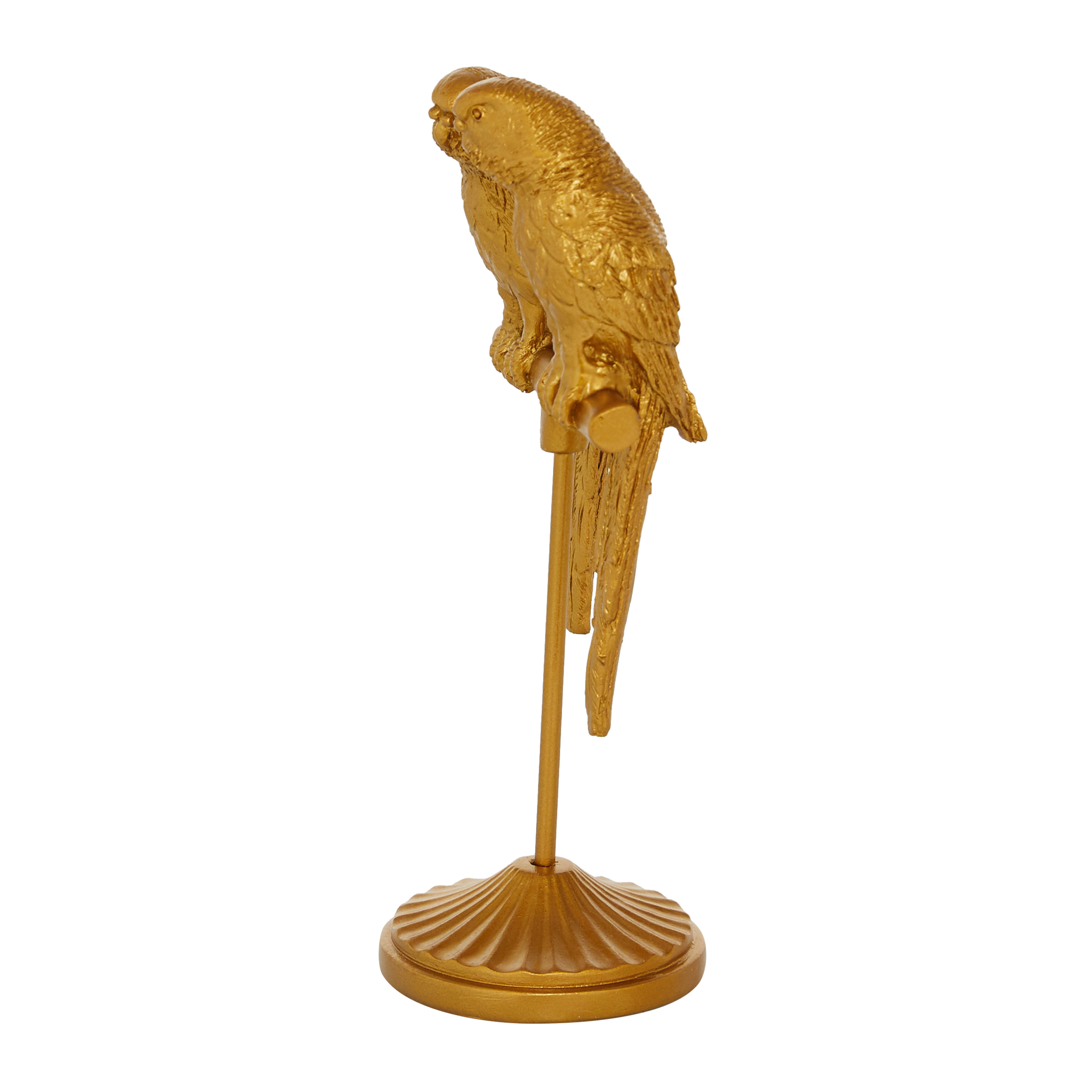 3" x 9" Gold Polystone Parrot Sculpture, by DecMode