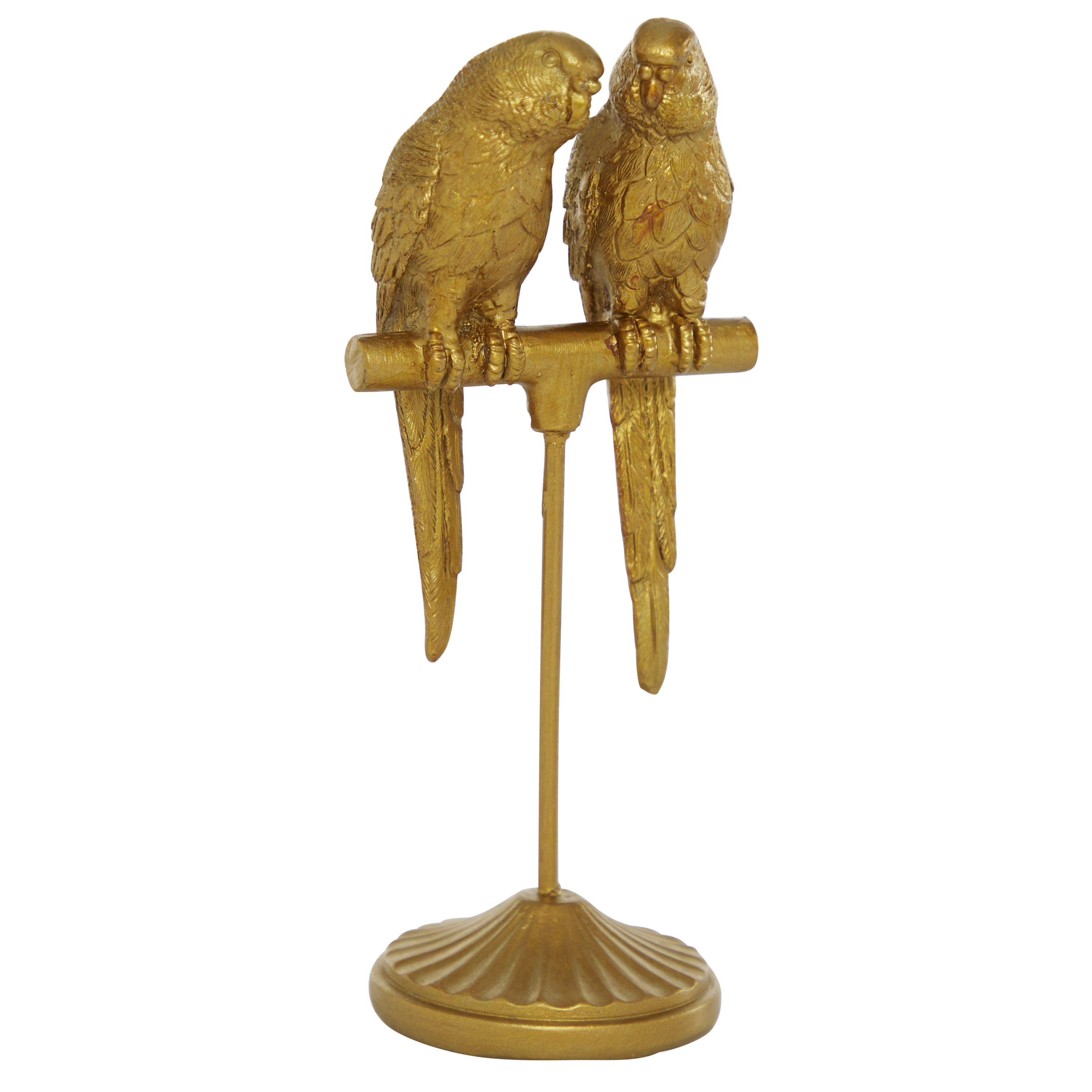 3" x 9" Gold Polystone Parrot Sculpture, by DecMode