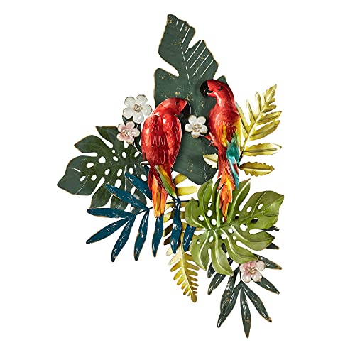 Hand-Painted Island Parrots Wall Art
