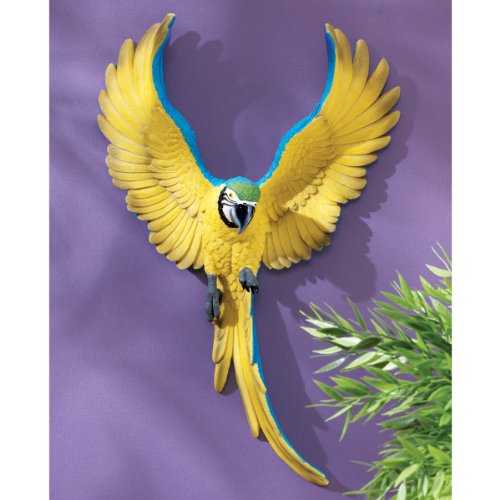 Colorful Flapping Macaw Wall Sculpture, 16 Inch