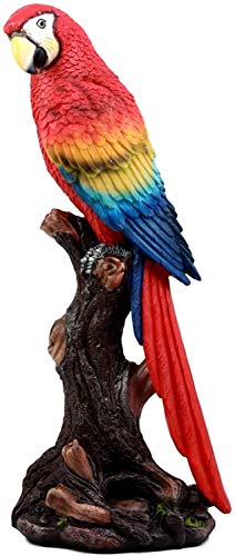 Scarlet Macaw Parrot Tree Figurine: Vibrant Decor