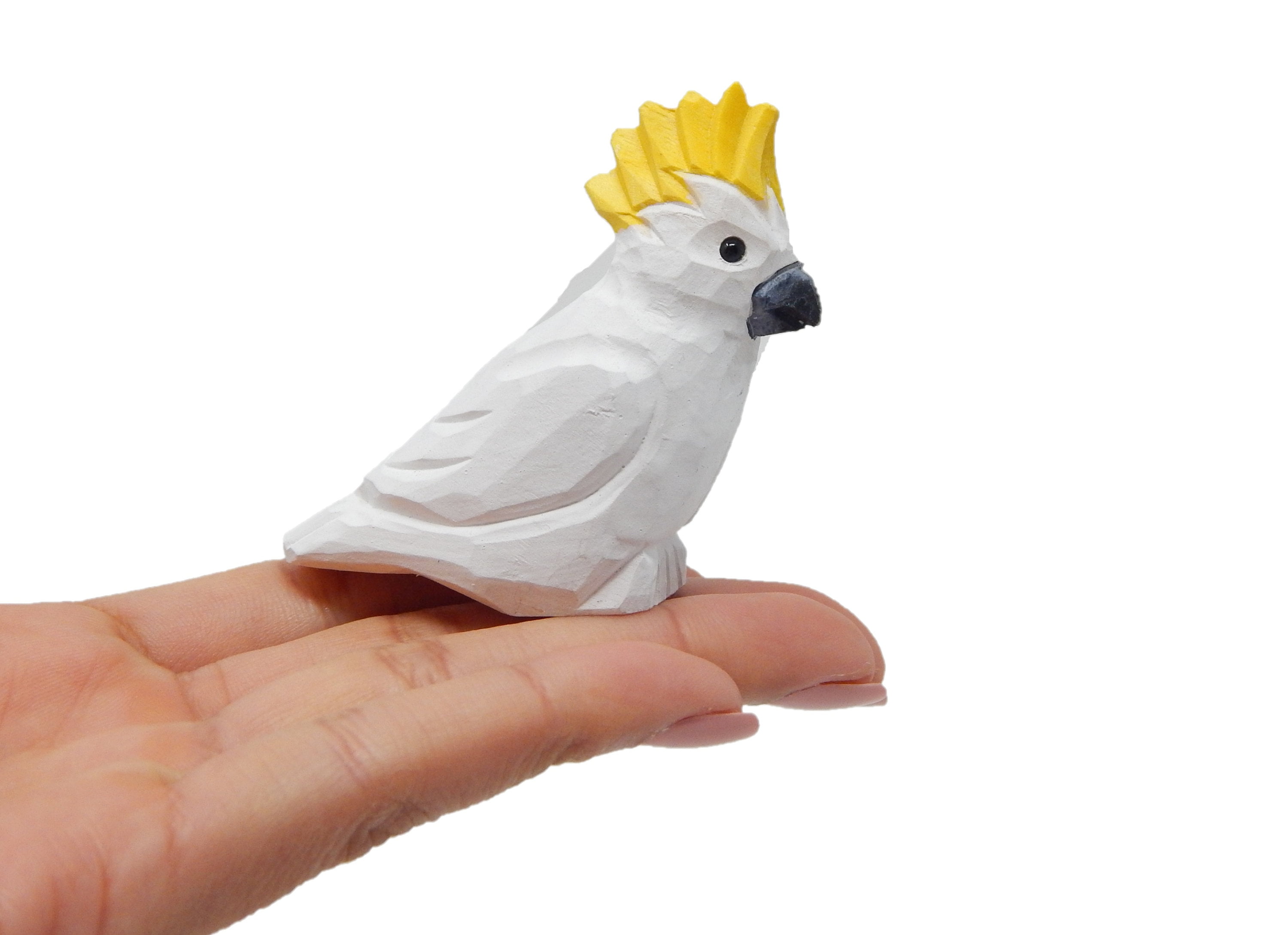 Carved Wooden Cockatoo Figurine Collectible