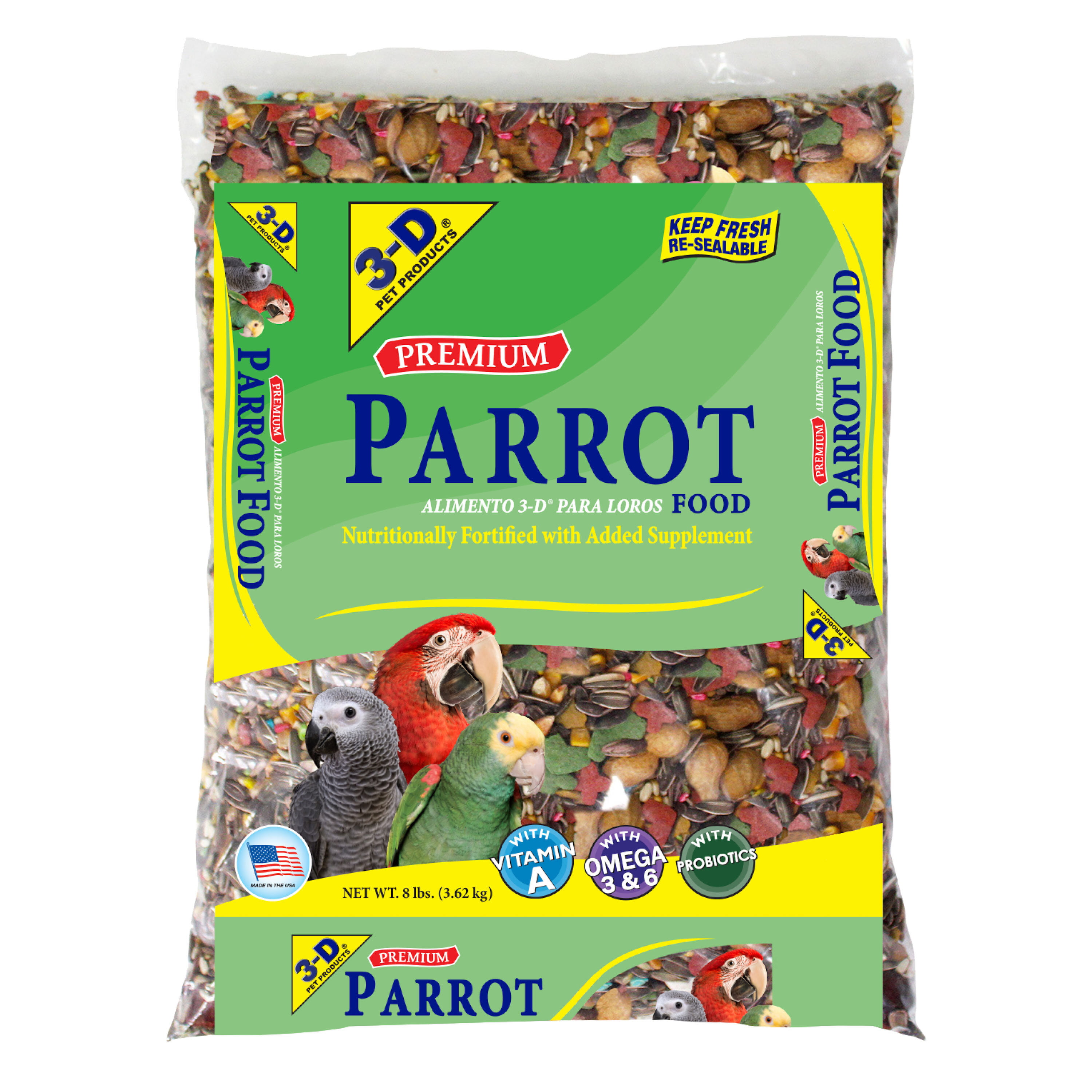 Premium Parrot Seeds: 8lb Bag by 3-D Pet Products