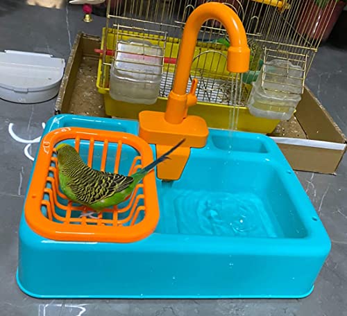 kathson Bird Bathtub Parrot Shower Box Bathing Tub Container Cage Accessory for Small Medium Parakeet Cleaning Supplies