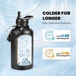 64oz Insulated Stainless Steel Water Bottle with Straw