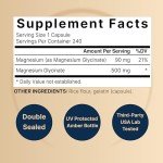 Magnesium Glycinate 500mg Capsules - 240 Count