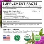 Organic Milk Thistle Capsules for Liver Support - 120 Veggie Caps
