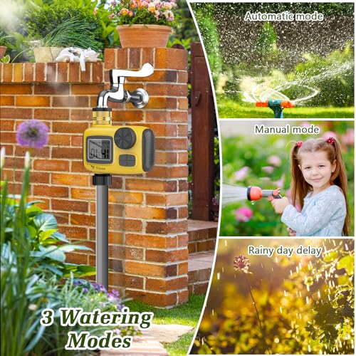 TRJZWA Outdoor Garden Hose Sprinkler Timer, Yellow