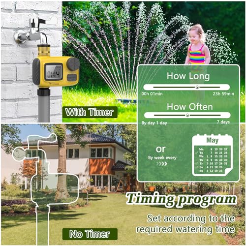 TRJZWA Outdoor Garden Hose Sprinkler Timer, Yellow