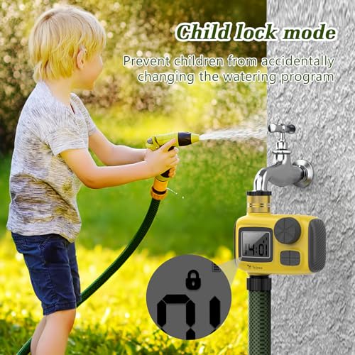 TRJZWA Outdoor Garden Hose Sprinkler Timer, Yellow