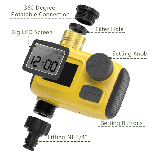 TRJZWA Outdoor Garden Hose Sprinkler Timer, Yellow