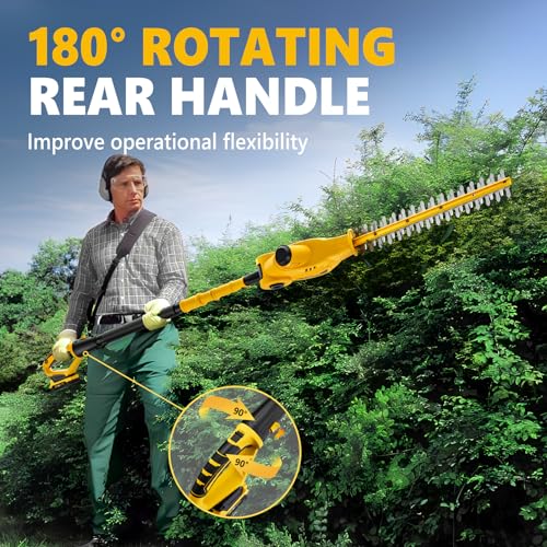 Alloyman 20V Telescoping Pole Hedge Trimmer, 2 Batteries