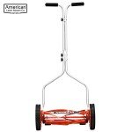 14-Inch 4-Blade Push Reel Lawn Mower, Red