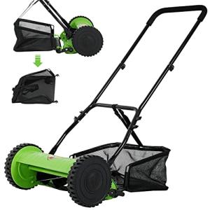 15-Inch Push Reel Lawn Mower with Grass Catcher