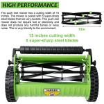 15-Inch Push Reel Lawn Mower with Grass Catcher