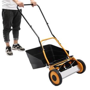 Manual Lawn Mower, Push Reel Walk-Behind Lawn Mowers, 14 Inch Cordless Grass Cutter with Removable Grass Collect Bag, Adjustable Height Grass Cutting Tool for Driveways, Courtyards (16, Inches)
