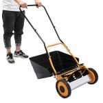 Manual Lawn Mower, Push Reel Walk-Behind Lawn Mowers, 14 Inch Cordless Grass Cutter with Removable Grass Collect Bag, Adjustable Height Grass Cutting Tool for Driveways, Courtyards (16, Inches)