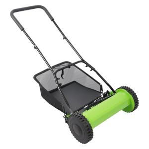 LGXSHOP Push Reel Lawn Mower 16 inch, 5 Blades Manual Push Mower No Motor, 0.67-1.3 in Adjustable Cutting Height, Walk-Behind Lawn Mowers with Grass Catcher Bag for Green Lawns, Driveways, Courtyards