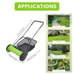 LGXSHOP Push Reel Lawn Mower 16 inch, 5 Blades Manual Push Mower No Motor, 0.67-1.3 in Adjustable Cutting Height, Walk-Behind Lawn Mowers with Grass Catcher Bag for Green Lawns, Driveways, Courtyards