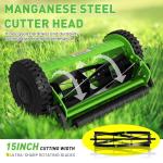 15-Inch 5-Blade Push Reel Lawn Mower, Manual Lawn Mower with Detachable Grass Catcher, Adjustable Cutting Height Push Mower Manual Walk-Behind Lawn Mowers Rotary Mower, Easy to Use