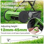 15-Inch 5-Blade Push Reel Lawn Mower, Manual Lawn Mower with Detachable Grass Catcher, Adjustable Cutting Height Push Mower Manual Walk-Behind Lawn Mowers Rotary Mower, Easy to Use