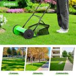 15-Inch 5-Blade Push Reel Lawn Mower, Manual Lawn Mower with Detachable Grass Catcher, Adjustable Cutting Height Push Mower Manual Walk-Behind Lawn Mowers Rotary Mower, Easy to Use