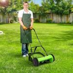 15-Inch 5-Blade Push Reel Lawn Mower, Manual Lawn Mower with Detachable Grass Catcher, Adjustable Cutting Height Push Mower Manual Walk-Behind Lawn Mowers Rotary Mower, Easy to Use